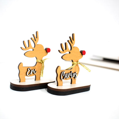 Decoración reno de madera MDF con nombre personalizado