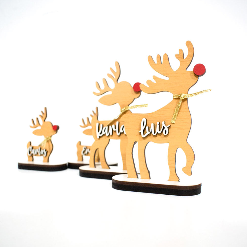 Decoración reno de madera MDF con nombre personalizado