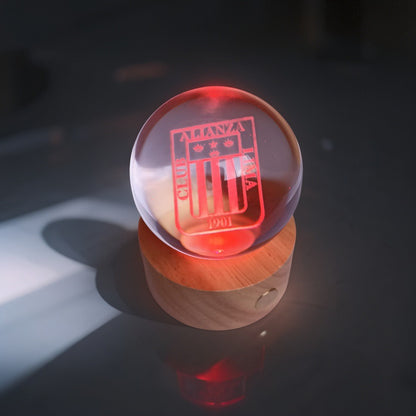 Cristal con luces esfera con logo de Alianza Lima
