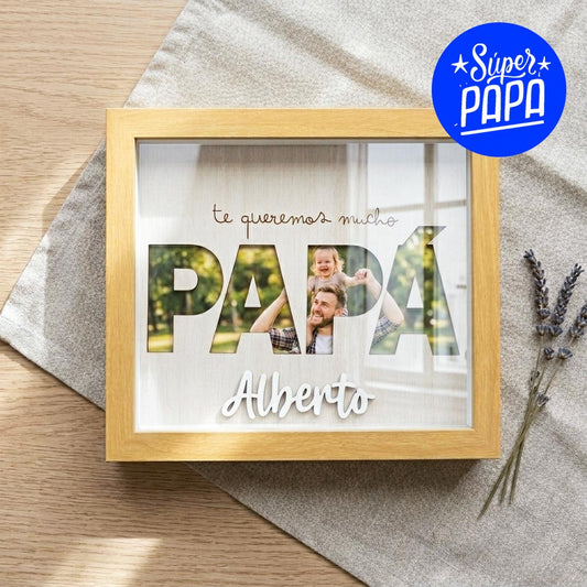 Shadowbox 3D con nombre personalizado para Papá