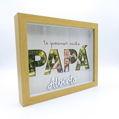 Shadowbox 3D con nombre personalizado para Papá