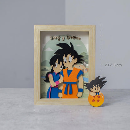 Cuadro 3D Personalizado Amor Legendario 20x15 cm | Pareja Nube en Madera Relieve