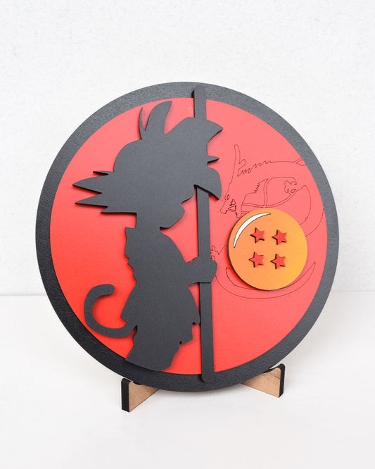 Cuadro personalizado Goku niño con esfera de 4 estrellas para regalo