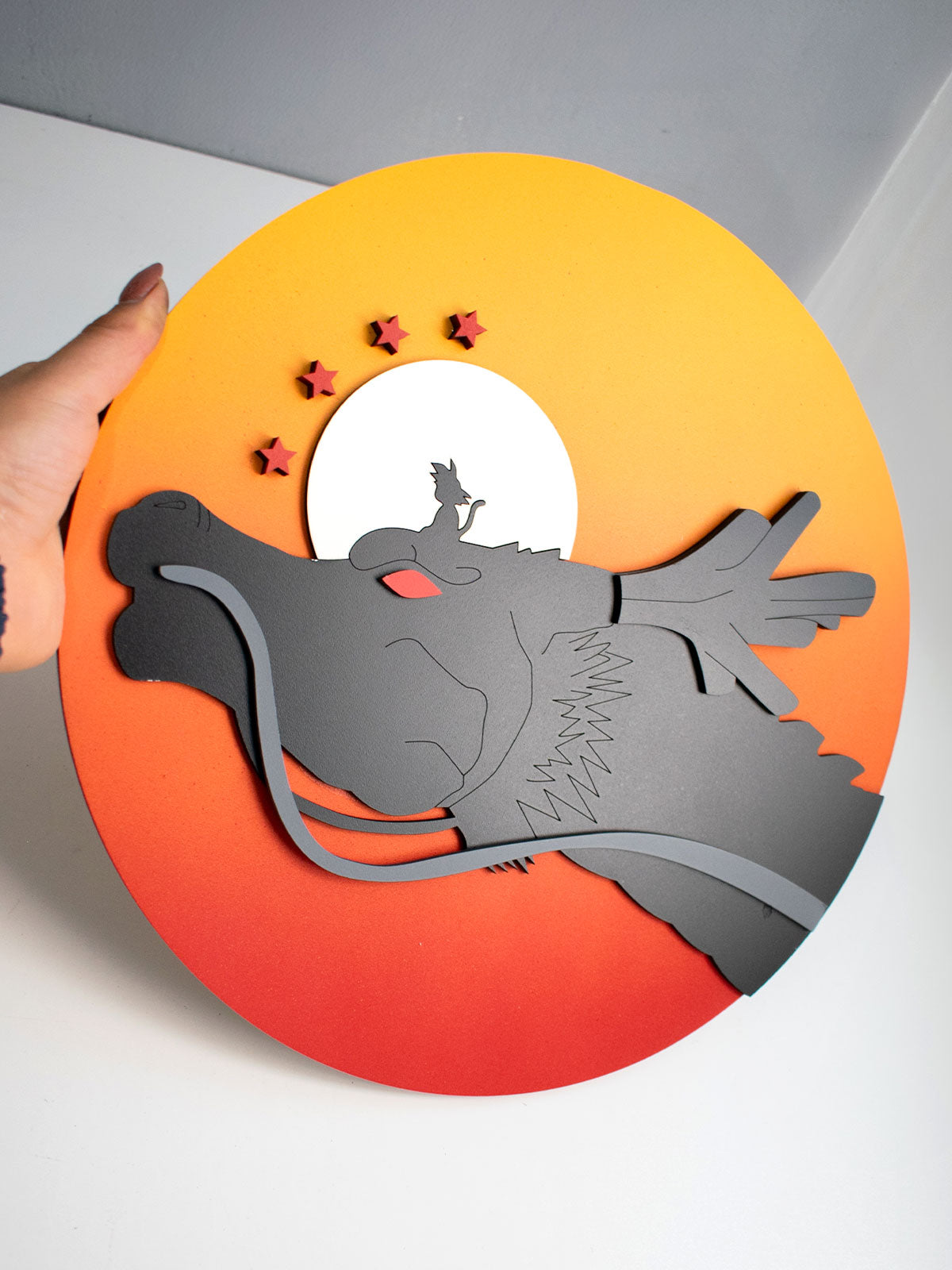 Cuadro Circular de Goku con Shenlong a Colores - Decoración Anime Dragon Ball 30x30cm