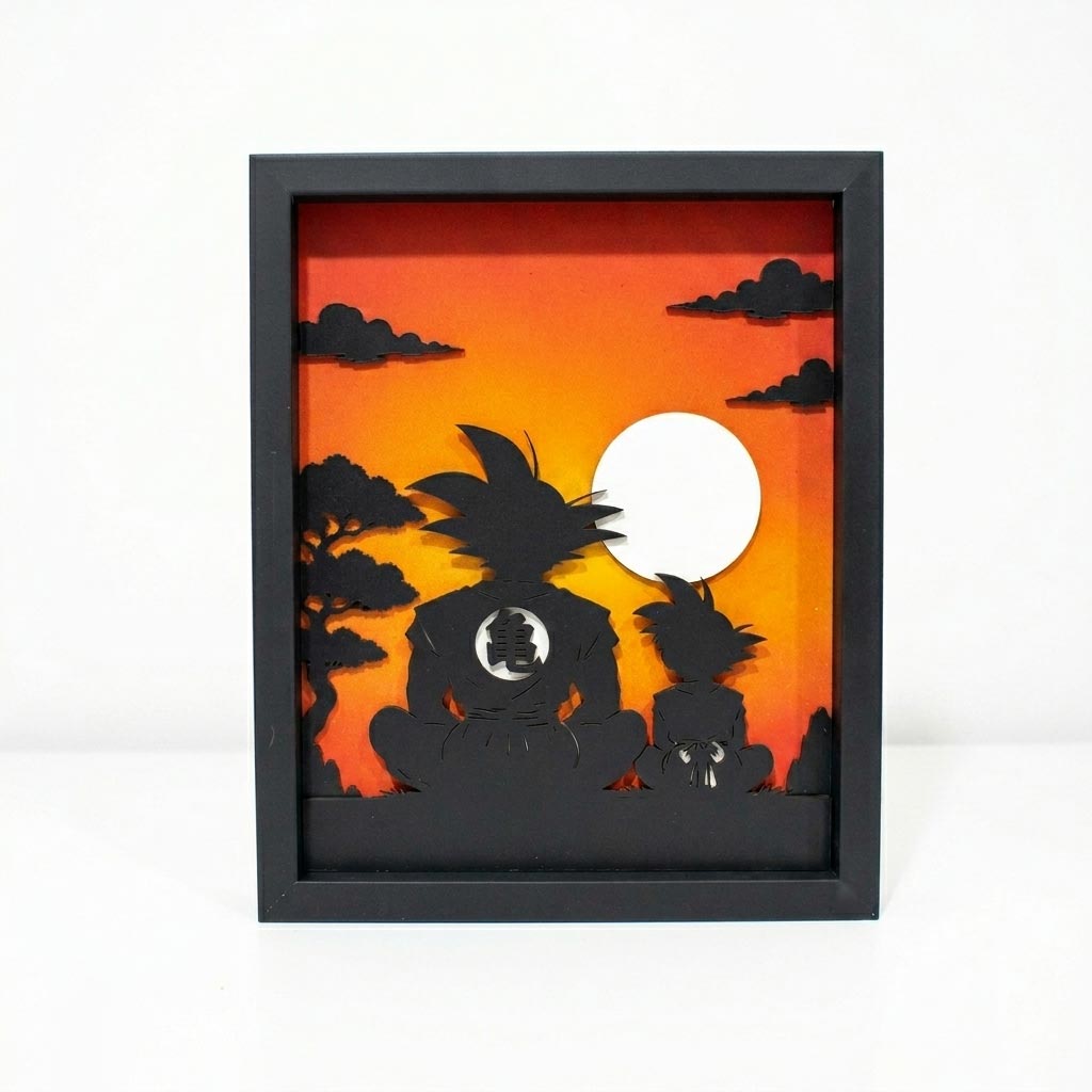 Cuadro para regalo en relive de Goku y su hijo 20x25cm