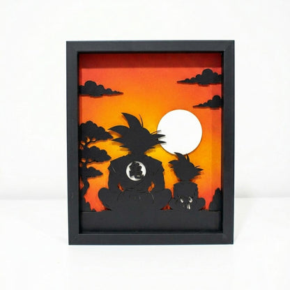 Cuadro para regalo en relive de Goku y su hijo 20x25cm