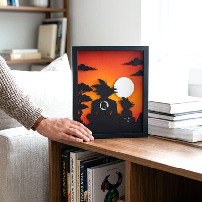 Cuadro para regalo en relive de Goku y su hijo 20x25cm
