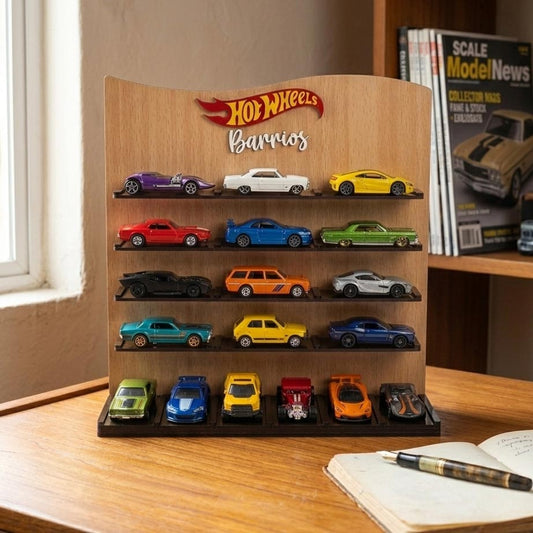 Organizador Exhibidor de Escritorio para Autos a Escala 1:64 Personalizado en Madera