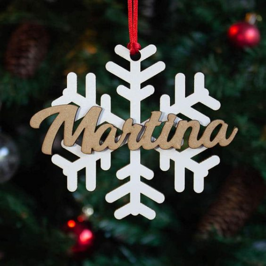 Decoración Copo de Nieve Personalizado con nombre en MDF