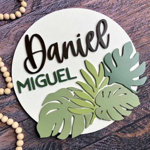 Madera circular selva profunda con nombre personalizado