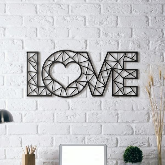 Decoración "Love" en MDF Negro – Ideal para Pared o Estante