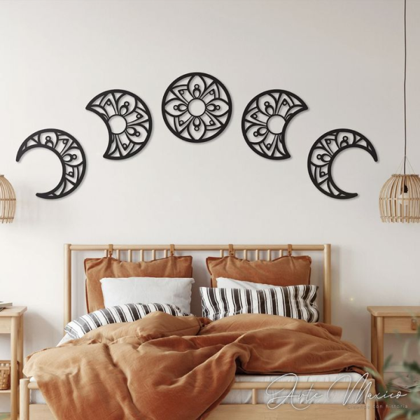 Set de 5 Decoraciones Luna Lunera en MDF Negro