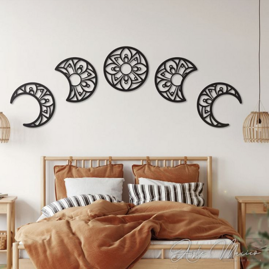 Set de 5 Decoraciones Luna Lunera en MDF Negro