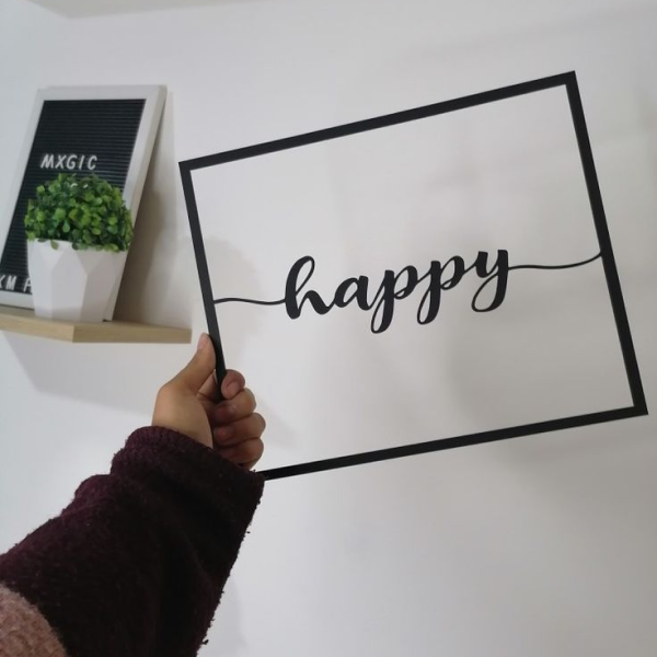 Cuadro Decorativo en MDF con Diseño "Happy" Moderno y Alegre para tu Hogar