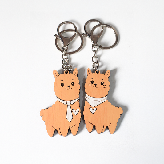 Llavero MDF Alpaca Peruana Pareja enamorada