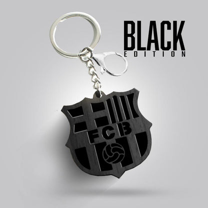 Llavero escudo FC Barcelona Black Edition madera Negro
