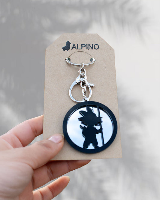 Llavero Goku niño en MDF – Regalo original, corte láser con espejo acrílico