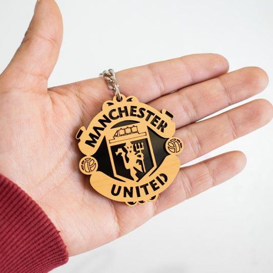 Llavero MDF con escudo de Manchester United