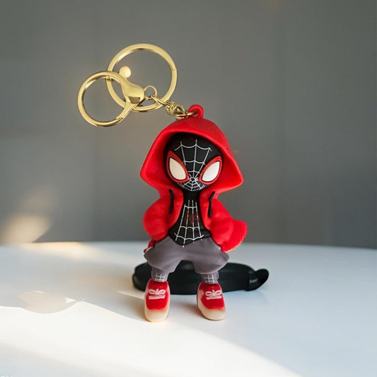 Llavero de Goma Héroe Arácnido Negro y Rojo