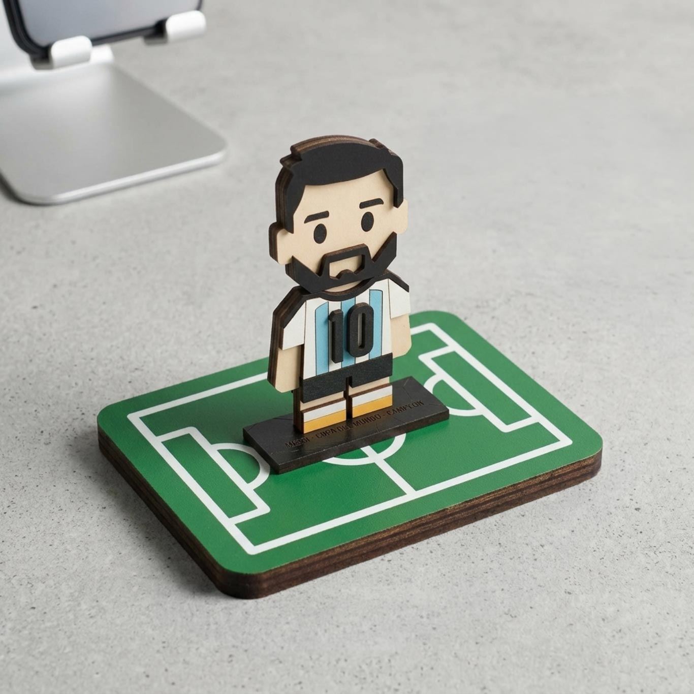 Messi Muñeco Madera + Estadio
