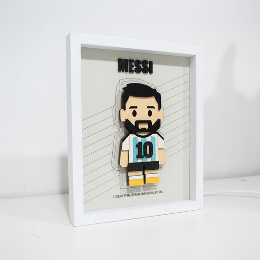 Cuadro Muñeco de Messi en relieve 3D Blanco