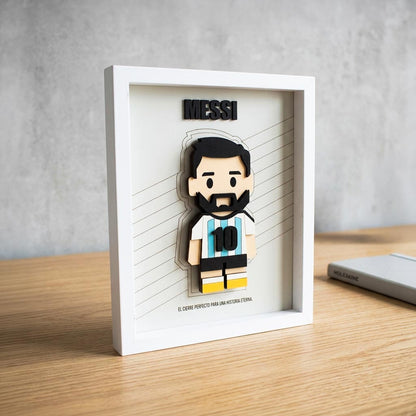 Cuadro Muñeco de Messi en relieve 3D Blanco