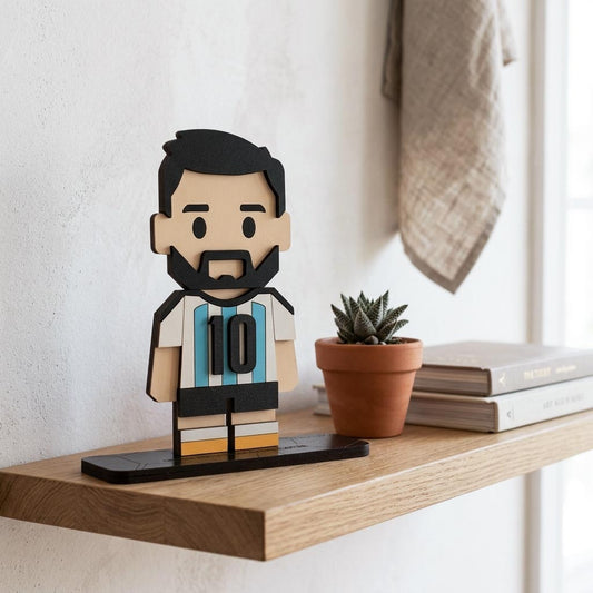 Muñeco Especial Messi en 3D 15x15cm Madera