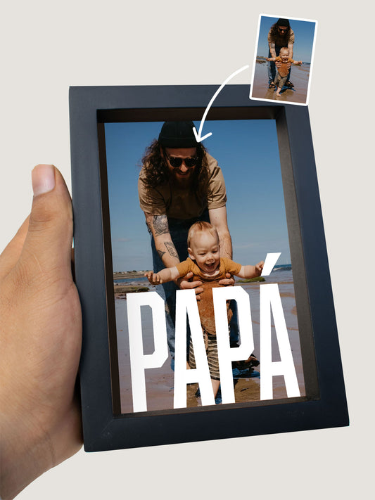 Mini cuadro foto personalizado 10x15cm marco madera con vidrio