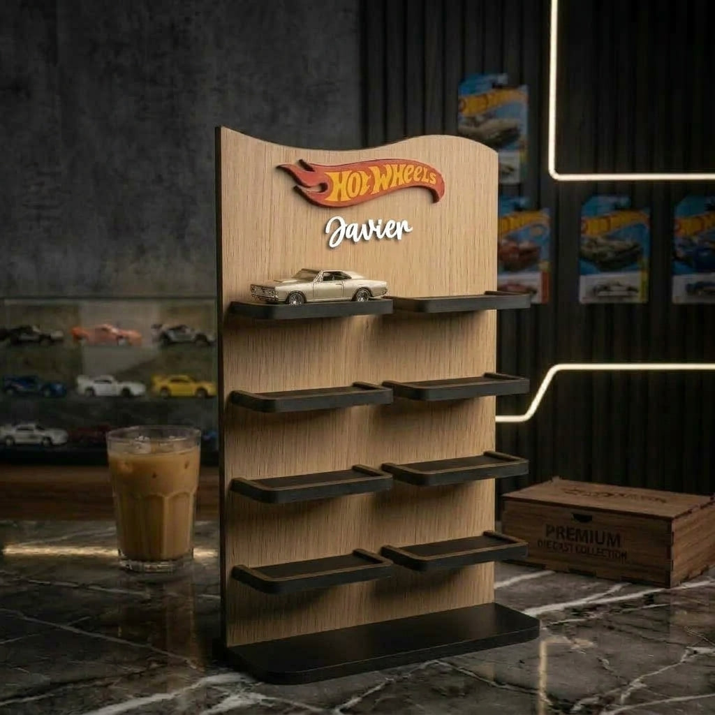 Organizador Exhibidor de Escritorio para Autos a Escala 1:64 Personalizado en Madera