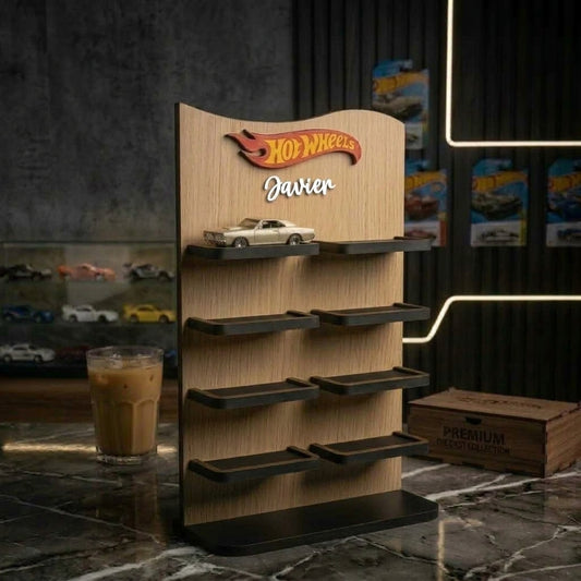 Organizador Exhibidor de Escritorio para Autos a Escala 1:64 Personalizado en Madera