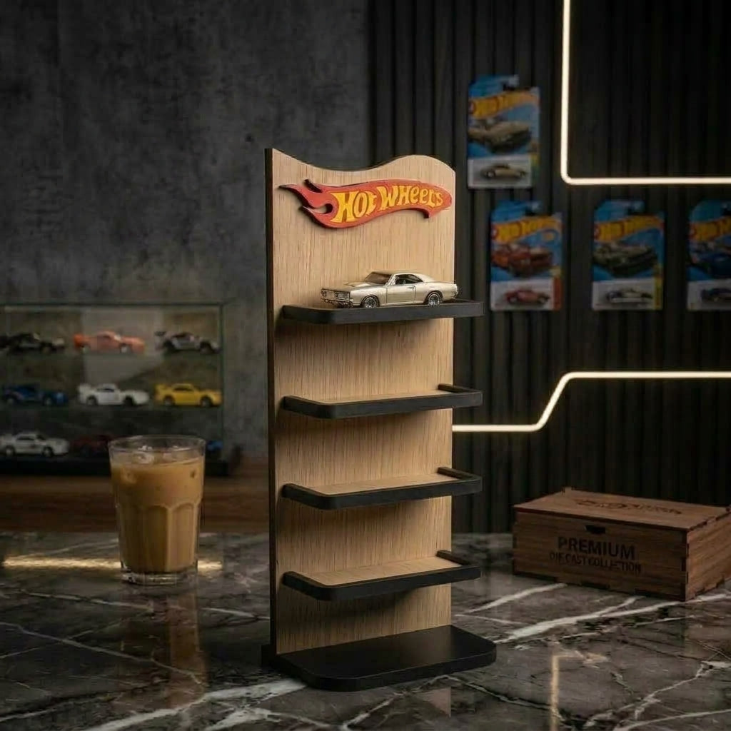 Organizador Exhibidor de Escritorio para Autos a Escala 1:64 Personalizado en Madera