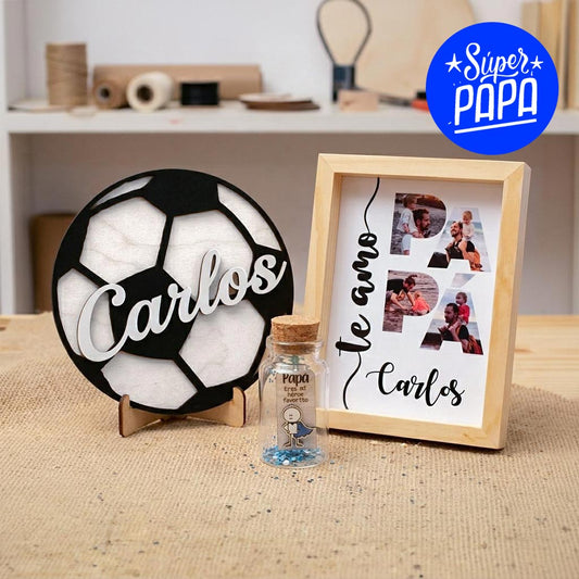 Cuadro para Papá personalizado + Pelota de futbol