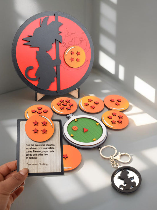 Cuadro personalizado Goku niño con esfera de 4 estrellas para regalo