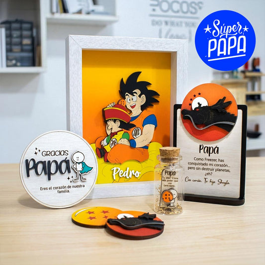 Cuadro Goku y Gohan 10x15cm Relieve 3D