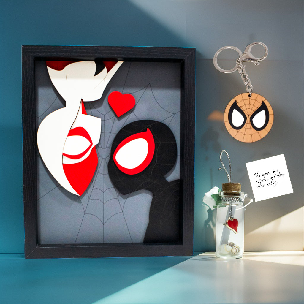 Pack regalo personalizado de spiderman + llavero + mini botella