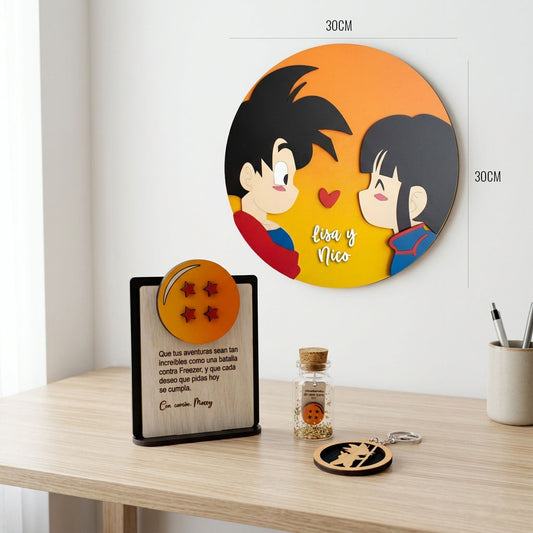 Mega Pack 'Amor Legendario' Goku y Milk: Cuadro 30cm + Kit x3
