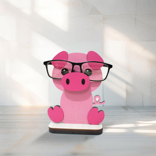 Soporte para lentes madera MDF diseño de Cerdito Rosa