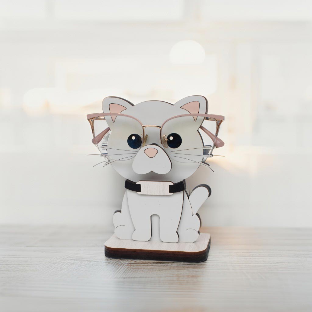 Soporte para lentes madera MDF diseño de Gato Gris