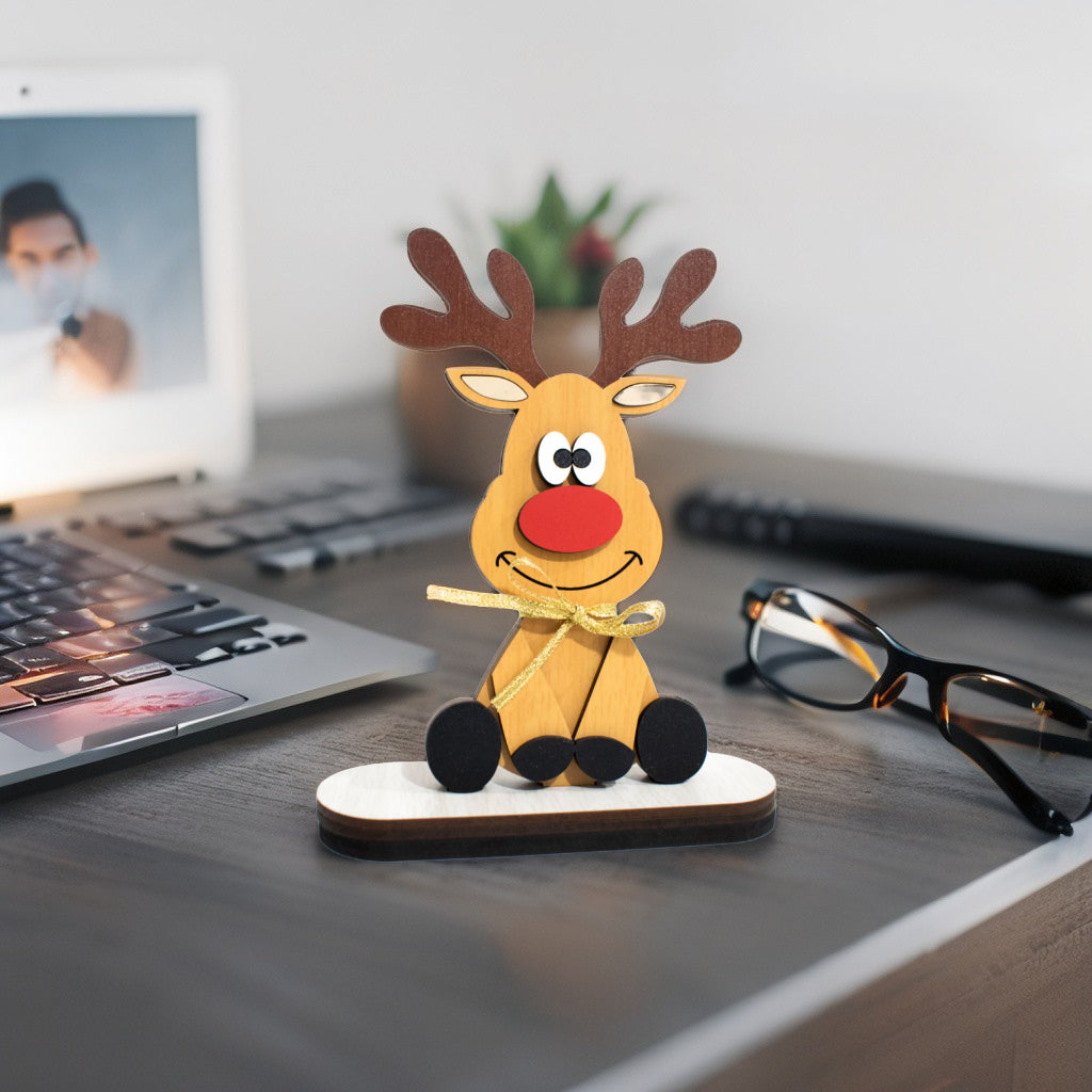 Decoración Reno navideño de madera MDF 10x15cm