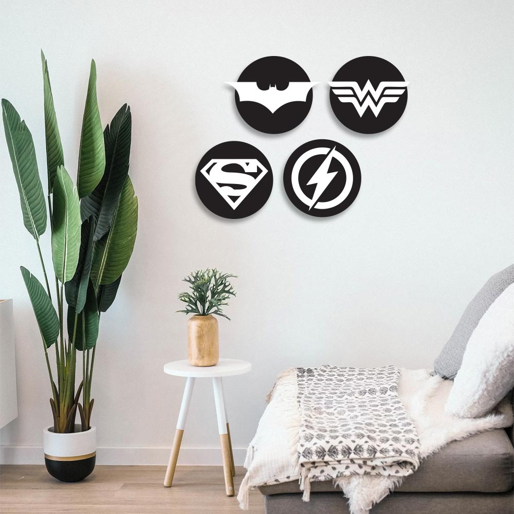 Set de 4 Emblemas Liga de la Justicia