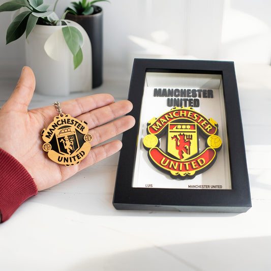 Shadowbox 3D con escudo de Manchester United 12x17cm