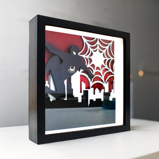 Shadowbox 3D tapa de vidrio Spiderman