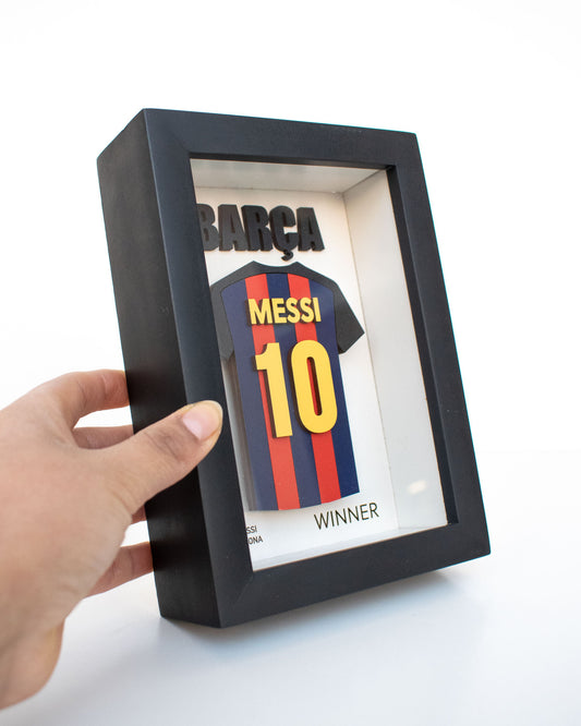 Shadow Box 3D Camiseta de Messi Barcelona 10x15cm