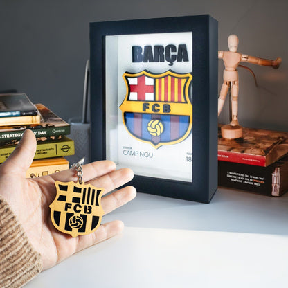 Pack shadow box 3D barcelona + llavero barcelona MDF