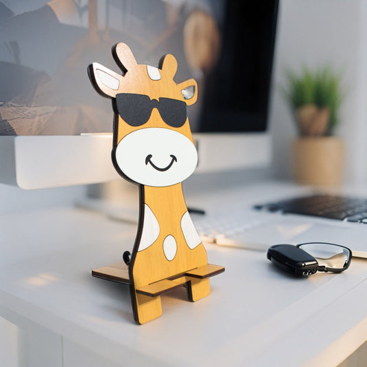Soporte de celular en mader MDF Jirafa con lentes