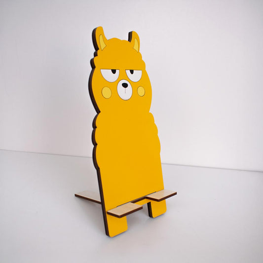 Soporte para Celular de MDF con Figura de Alpaca Naranja