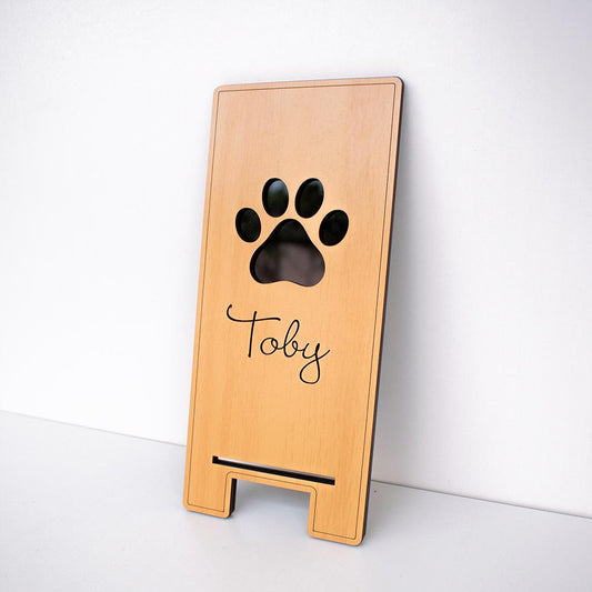 Soporte para Celular en MDF con Huella de perrito y grabado