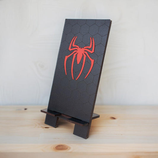 Soporte para Celular en MDF con logo de Spiderman