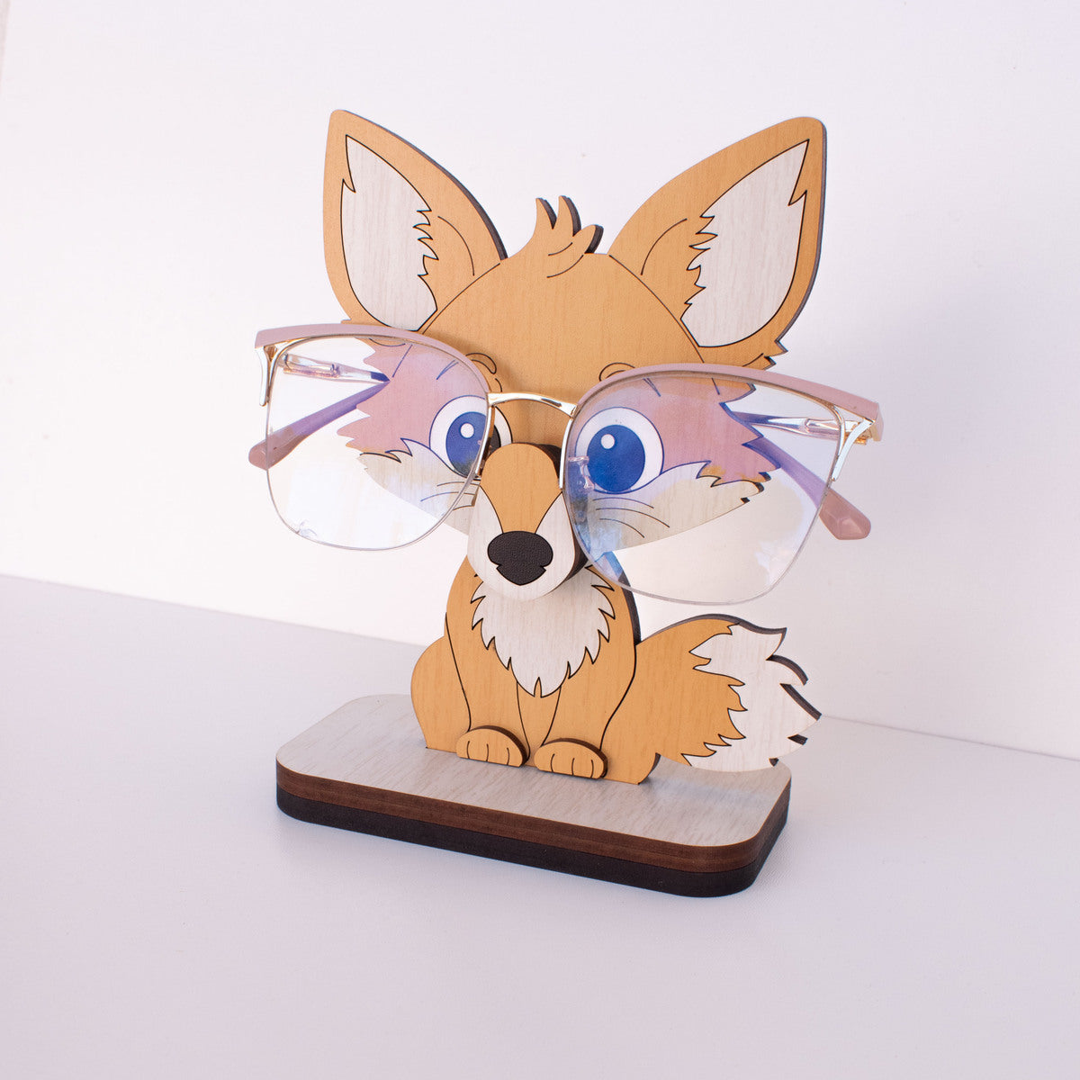 Soporte para lentes madera MDF con diseño de Zorrito