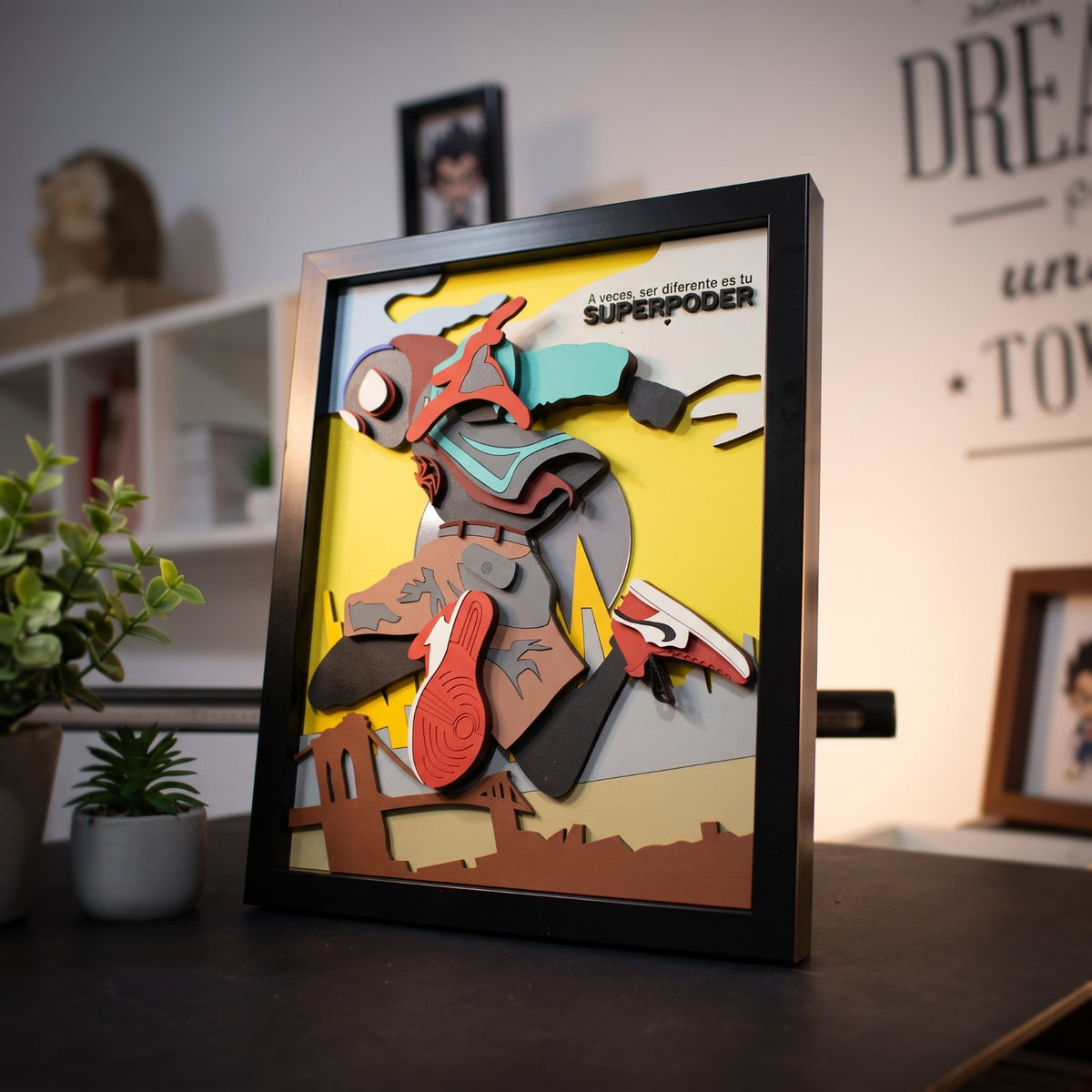 Cuadro 3D Miles Morales "Tu Superpoder" en Madera MDF (20x25cm)